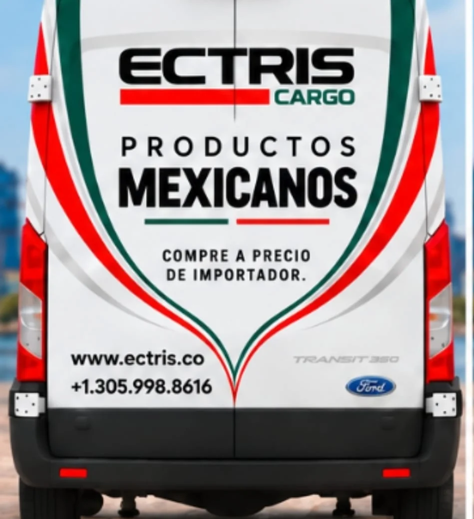 Parte trasera de la furgoneta ECTRIS Cargo: Productos mexicanos, compre a precio de importador
