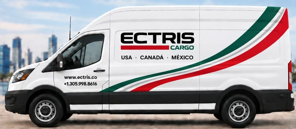 Fourgon ECTRIS Cargo de profil : États-Unis · Canada · Mexique